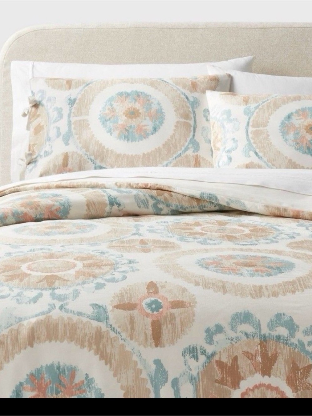 Threshold - King Suzani Print Duvet Cover and Sham Set Ivory/L Blue
